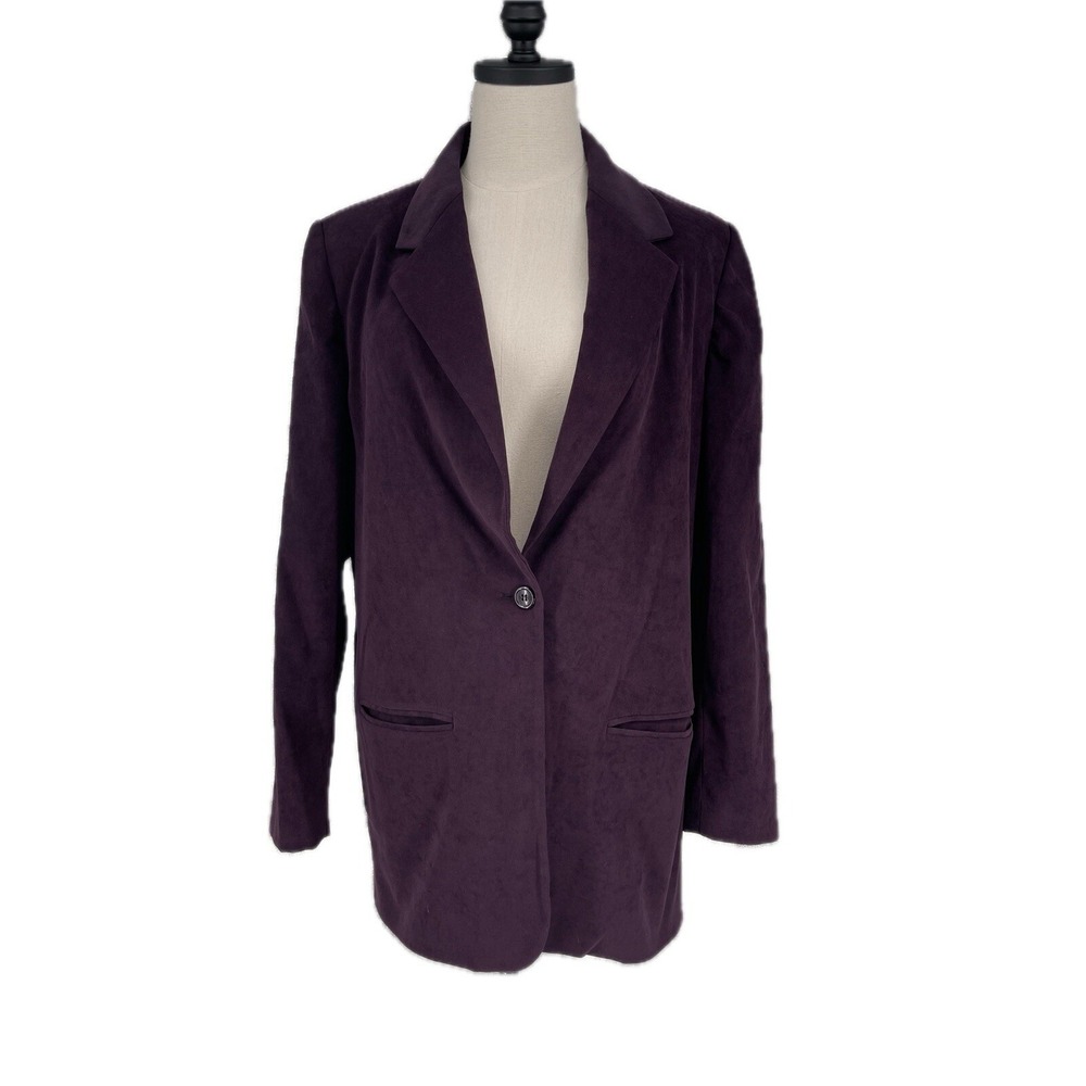 Mary McFadden‎ Women's Faux Suede Blazer Jacket Size 14 L
